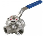 SSBVLP3 Female 3Way LPort Low Pressure Ball Valve 316 Stainless